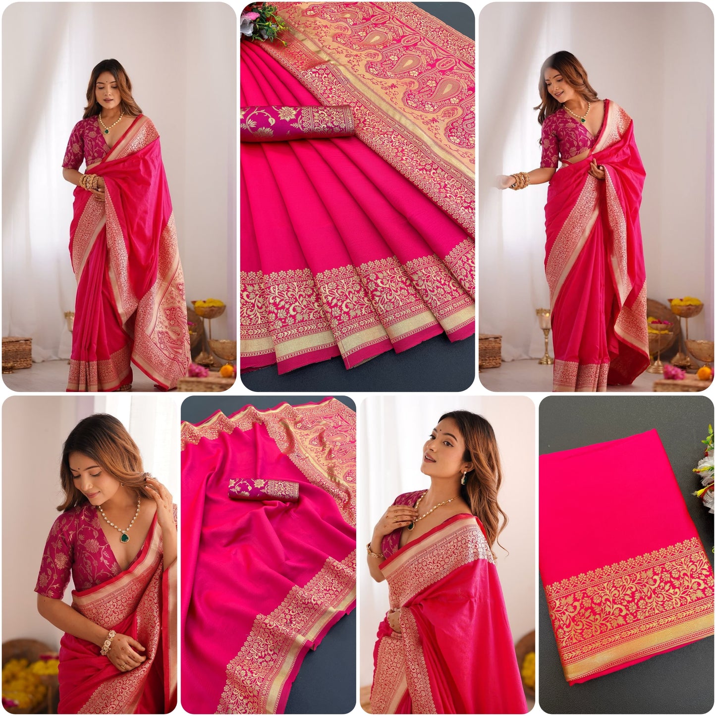 Soft Lichi Silk Saree with Jacquard Border