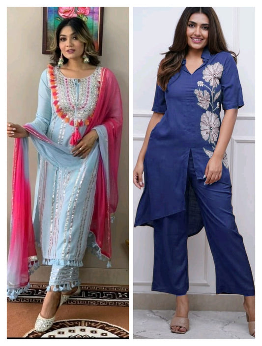 2 Cotton Kurtis & Co-Ord Set – Office/Casual Wear