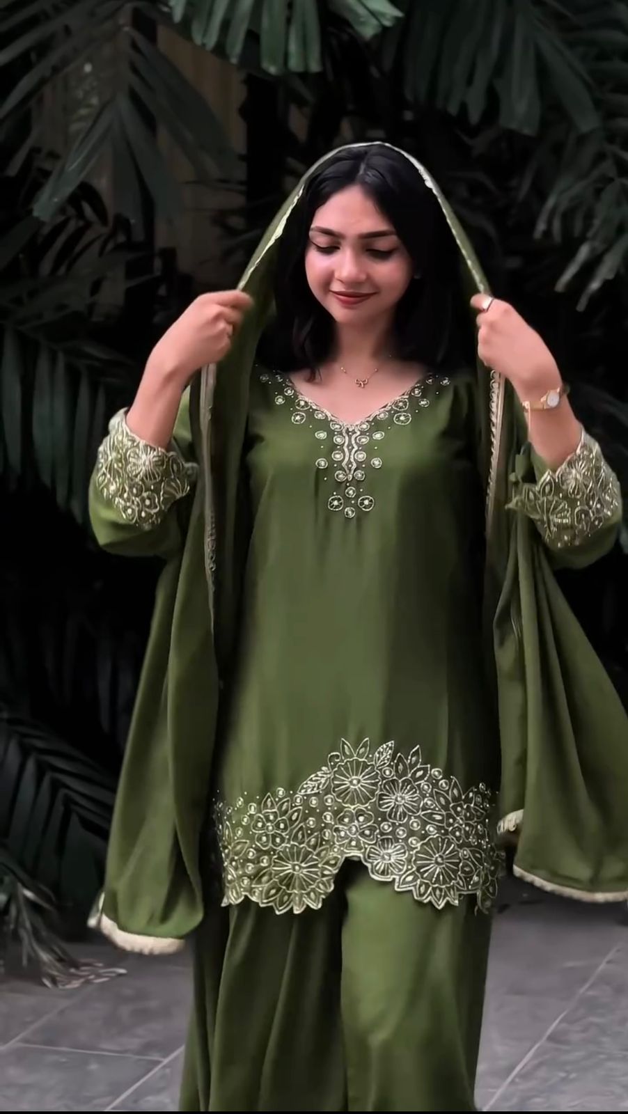 Designer Chinon Silk Party Wear Kurti Set with Dupatta