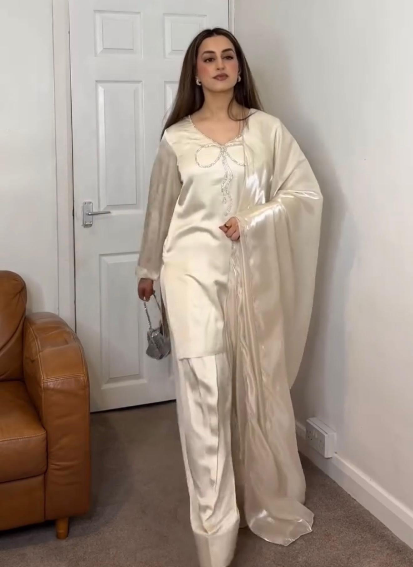Designer Crepe Top Palazzo Dupatta Set for Women – Party Wear