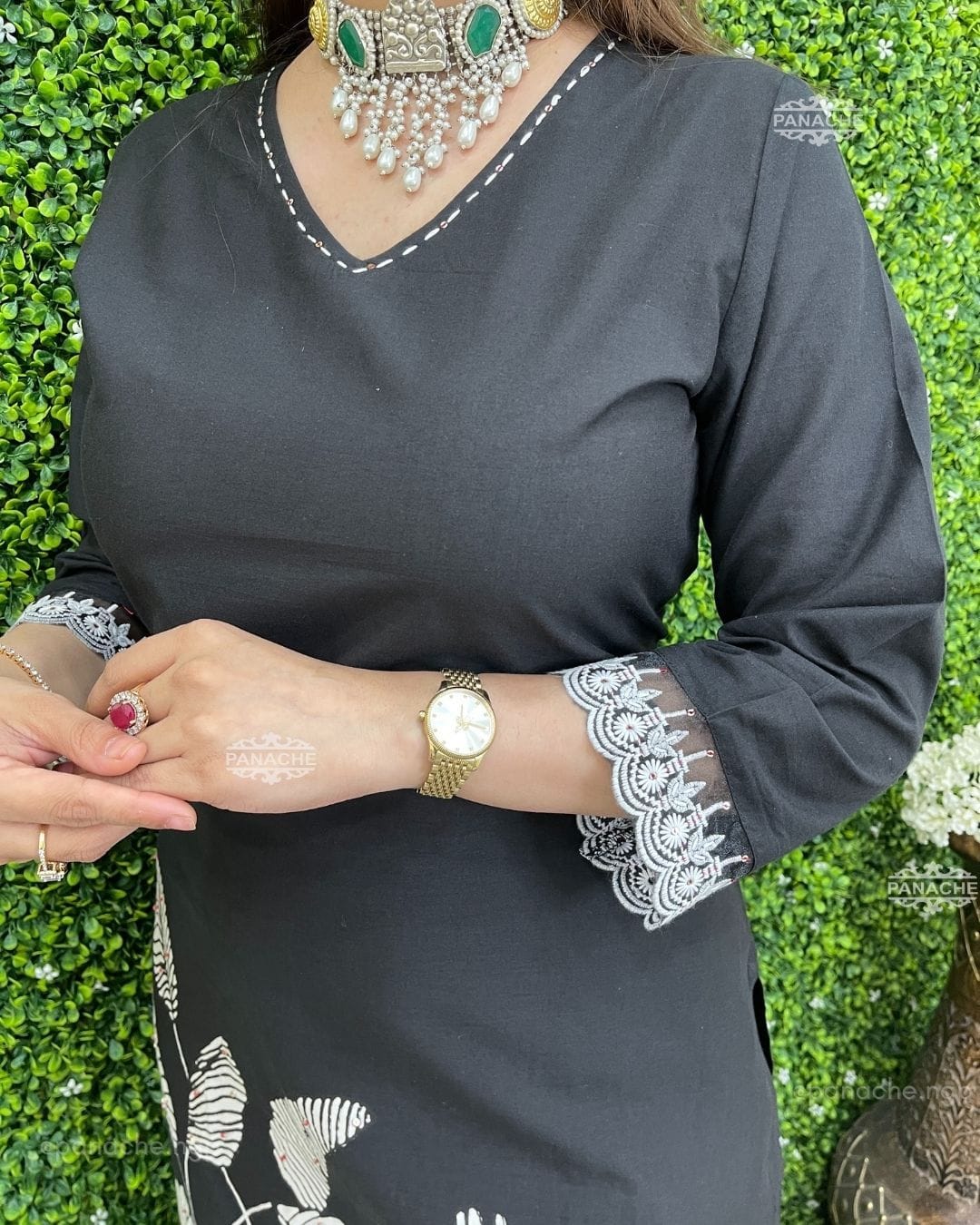Elegant Cotton Kurti Pant Set with Chanderi Dupatta