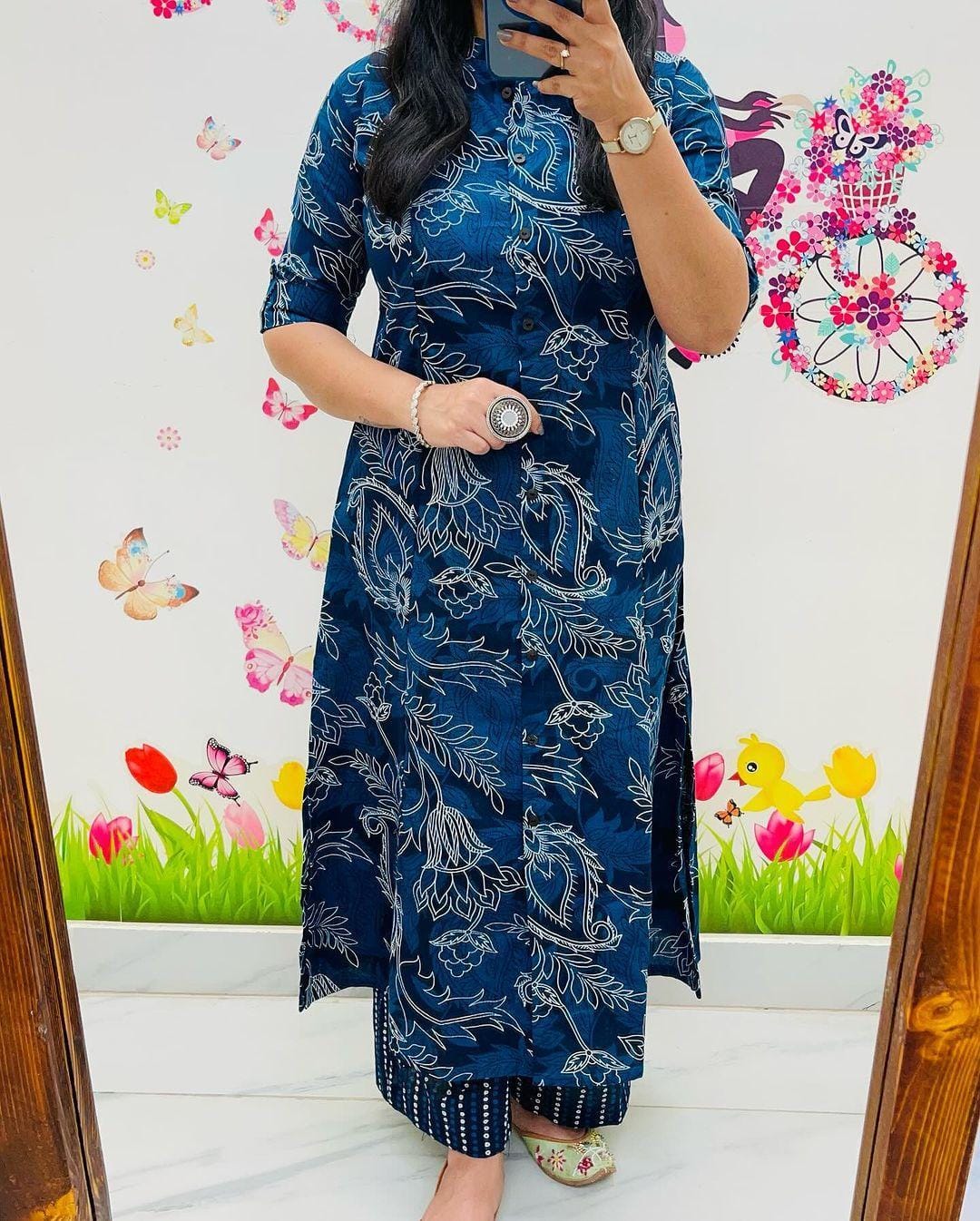 Premium Floral Fine Cotton Kurti Palazzo co-ord Set