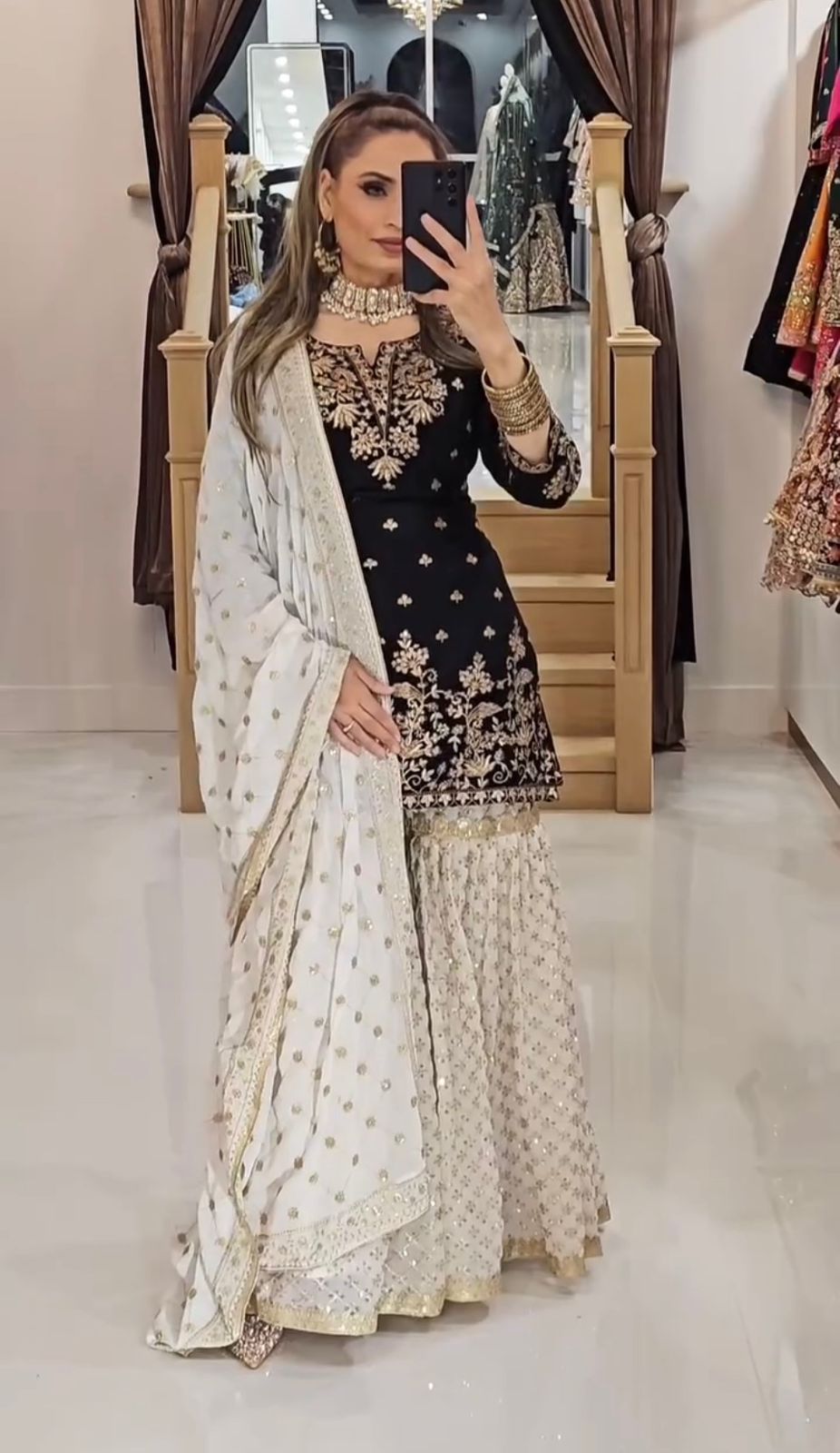 Designer Georgette Embroidered Kurti Set with Dupatta