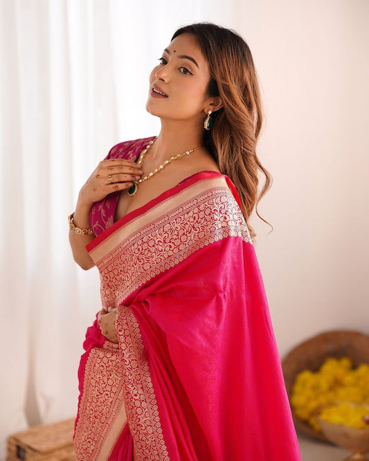 Soft Lichi Silk Saree with Jacquard Border