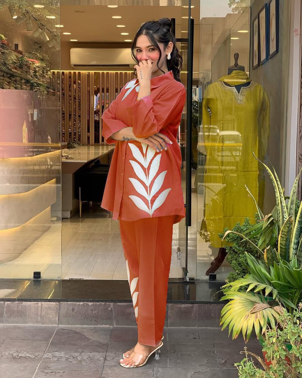 Super Hit Cotton Slub Co-Ord Set – Chestnut Red