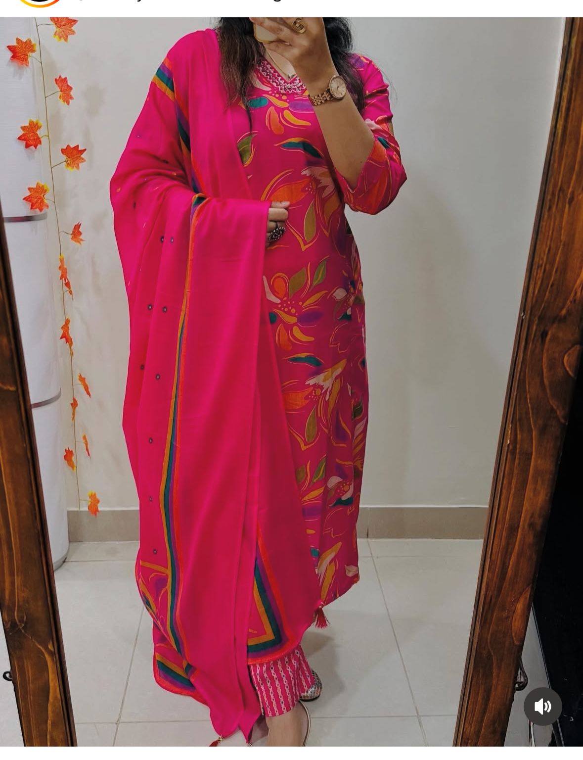Pink Lahariya Print Malmal Cotton Suit Set with Heavy Sequins Work