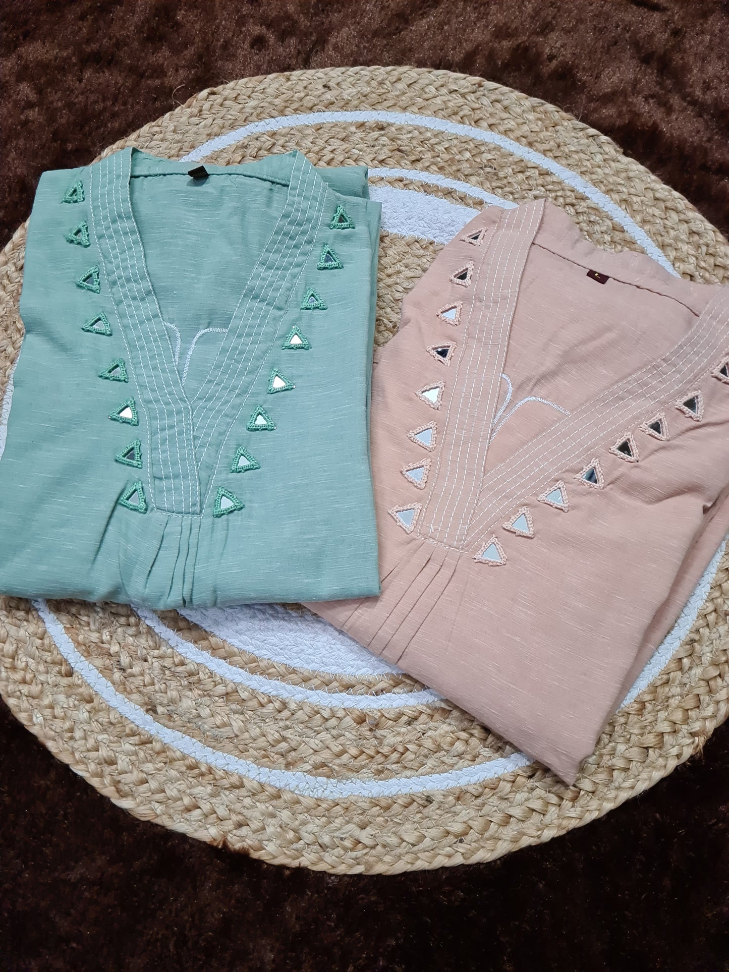 Pure South Cotton Kurta Set with Real Mirror Work