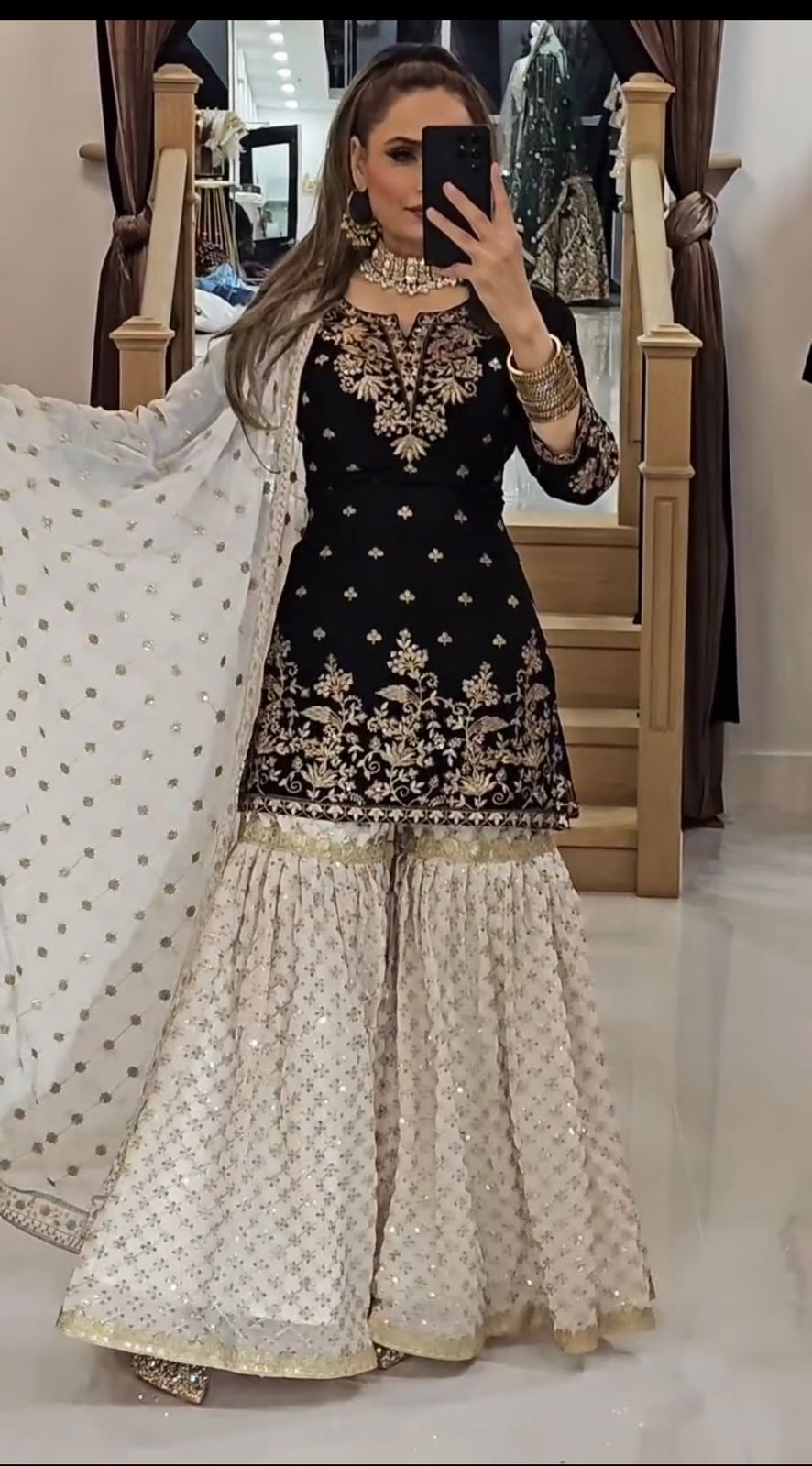 Designer Georgette Embroidered Kurti Set with Dupatta