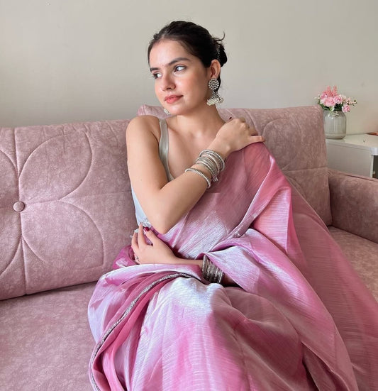 Jimmy Choo Fabric Saree with Embroidered Blouse