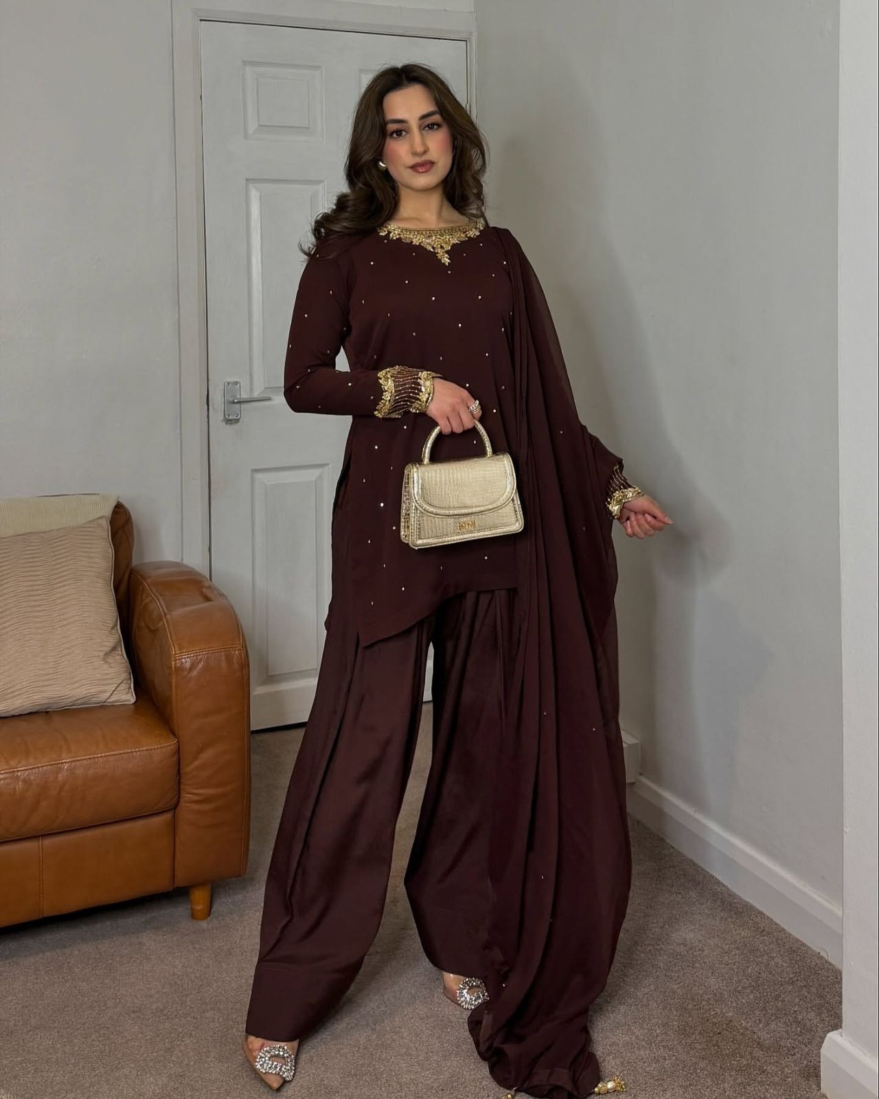Premium Faux Georgette Embroidered Co-ord Set for Women