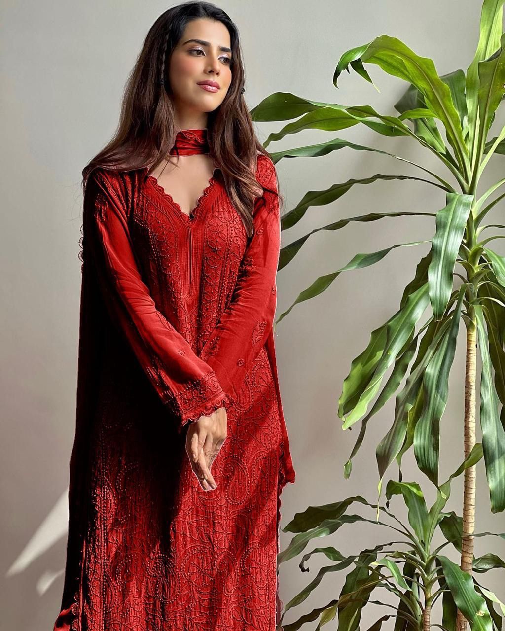 Chikankari Embroidered Fox Georgette Suit Set for Women