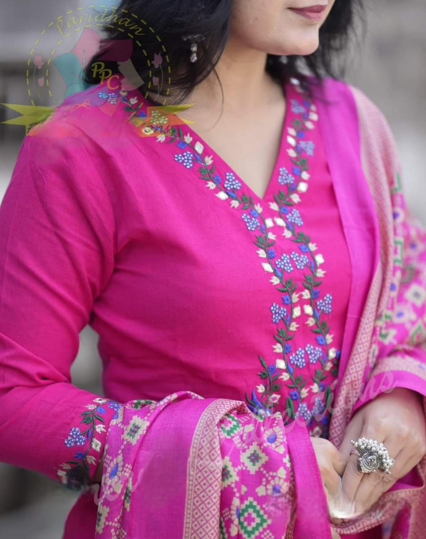Elegant Handloom Cotton Embroidered Suit Set with Banarasi Khadi Silk Dupatta