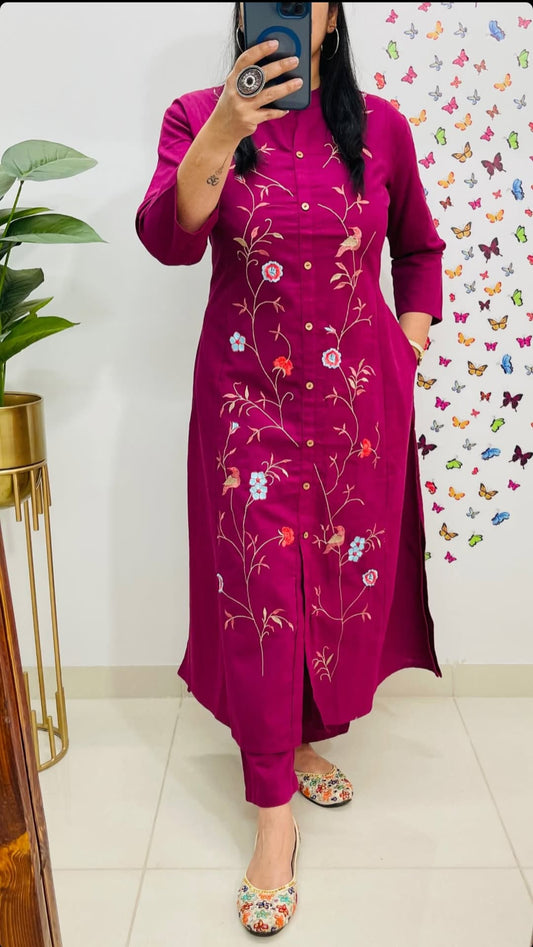 Premium Cotton Embroidered Co-ord Set