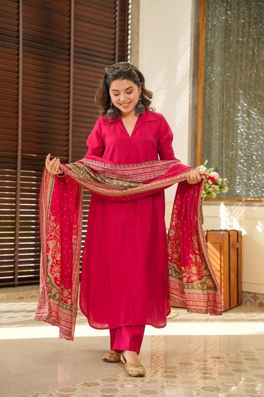 Pure South Cotton Suit Set with Chanderi Silk Dupatta for Women