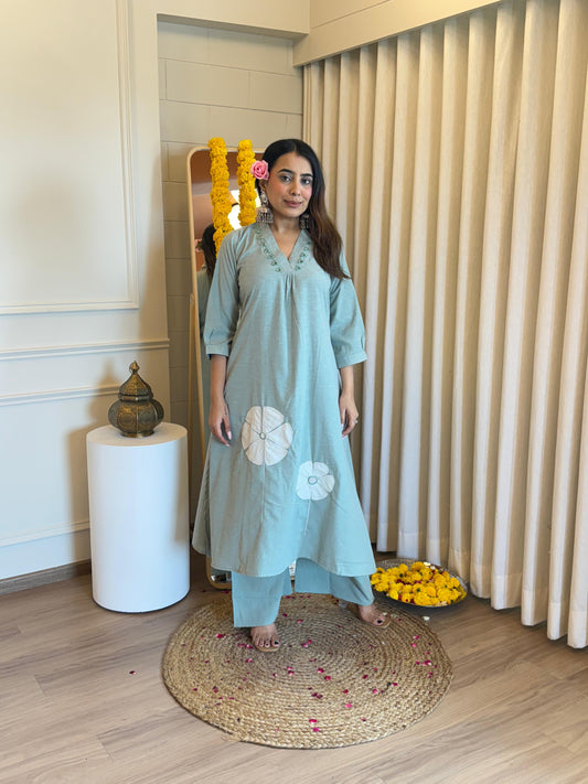 Pure South Cotton Kurta Set with Real Mirror Work