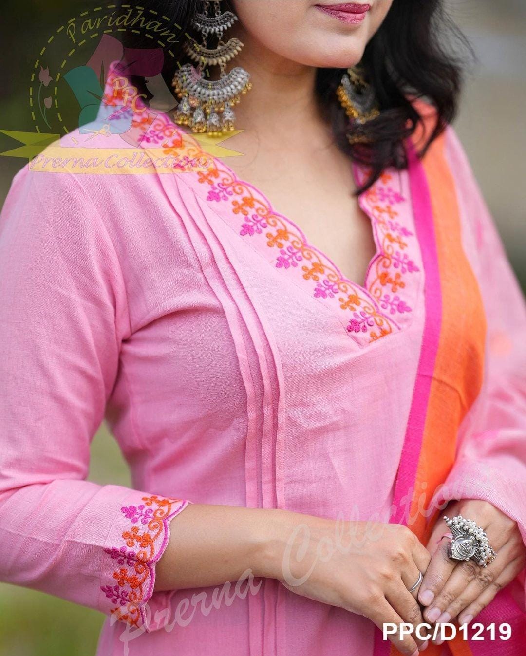 Handloom Cotton Kurti Set with Embroidery & Linen Dupatta