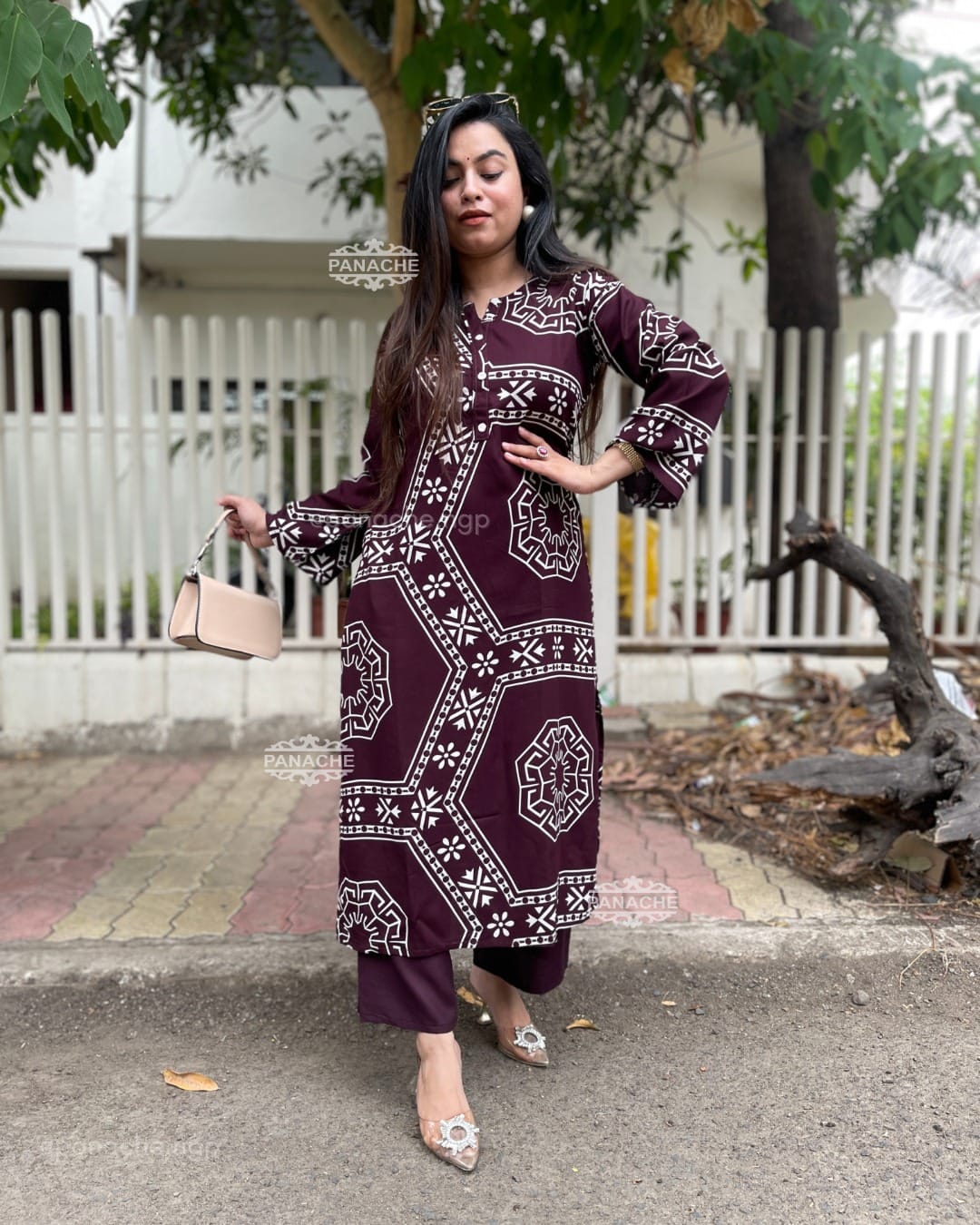 Cotton Kurti Pant Set with Pocket – Black & Wine