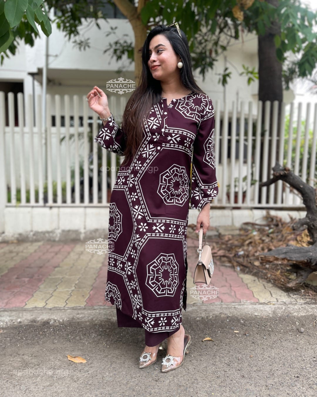 Cotton Kurti Pant Set with Pocket – Black & Wine