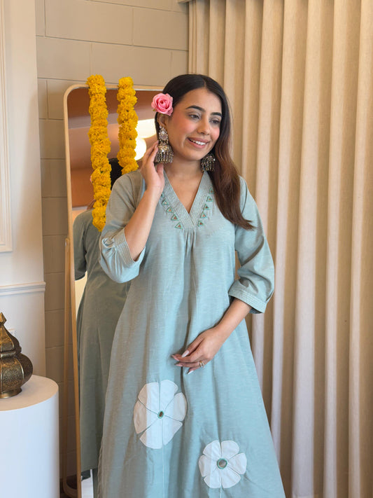 Pure South Cotton Kurta Set with Real Mirror Work