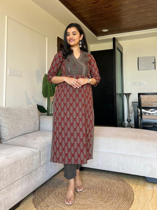 Premium Azrak Pure Cotton Suit Set with Handwork & Dupatta