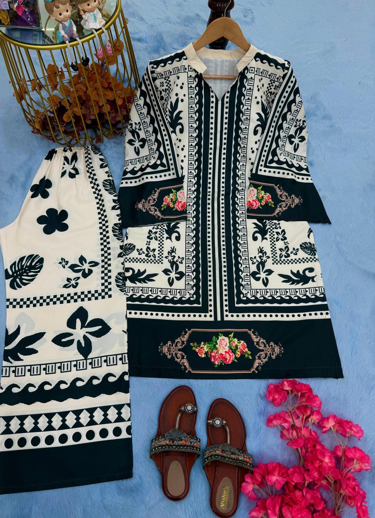Designer Crepe Co-ords Set for Women | Party Wear Top & Palazzo