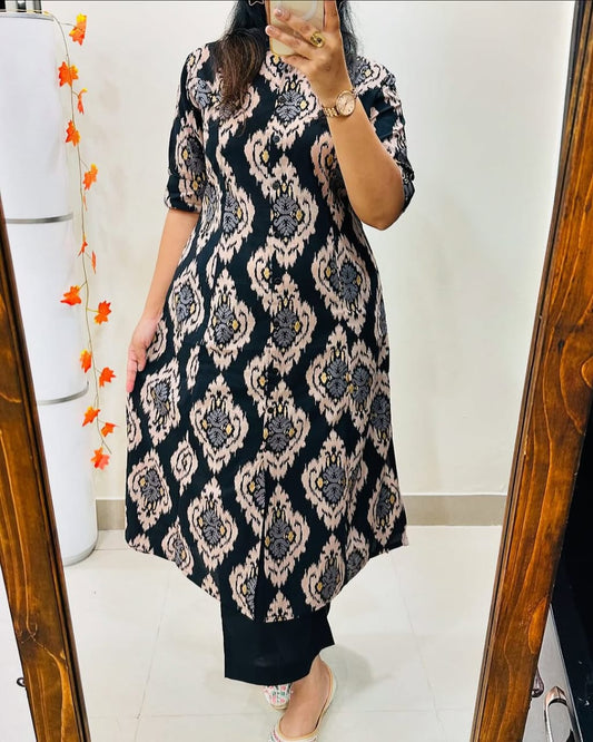 Premium Floral Fine Cotton Kurti Palazzo Co-ord Set for Women