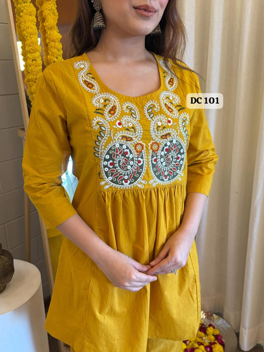 Elegant Embroidered Cotton Co-ord Set