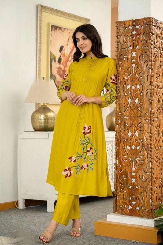Pure Cotton Embroidered Kurti Pant Set for Women