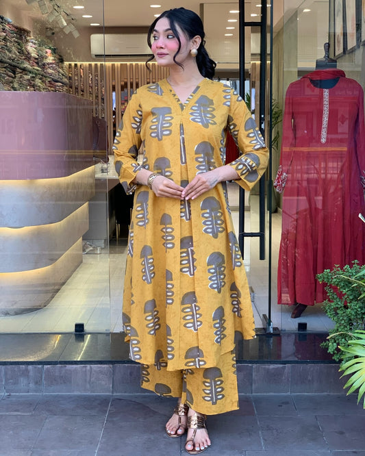 Floral Print Cotton Kurta Pant Set for Women