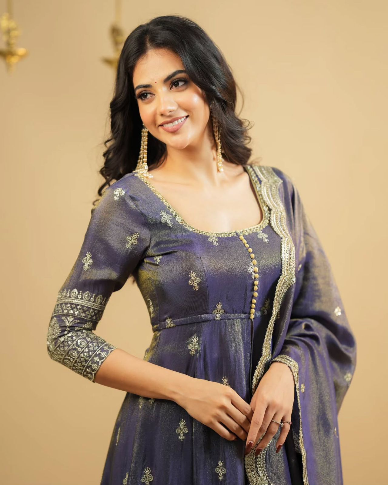 Designer Blue Shimmer Silk Suit with Lehenga & Dupatta – Embroidered Party Wear