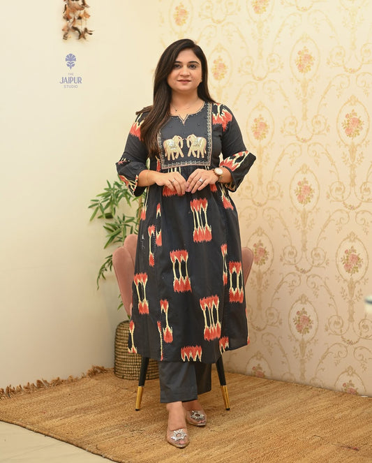 Elephant Embroidery Co-ord Set