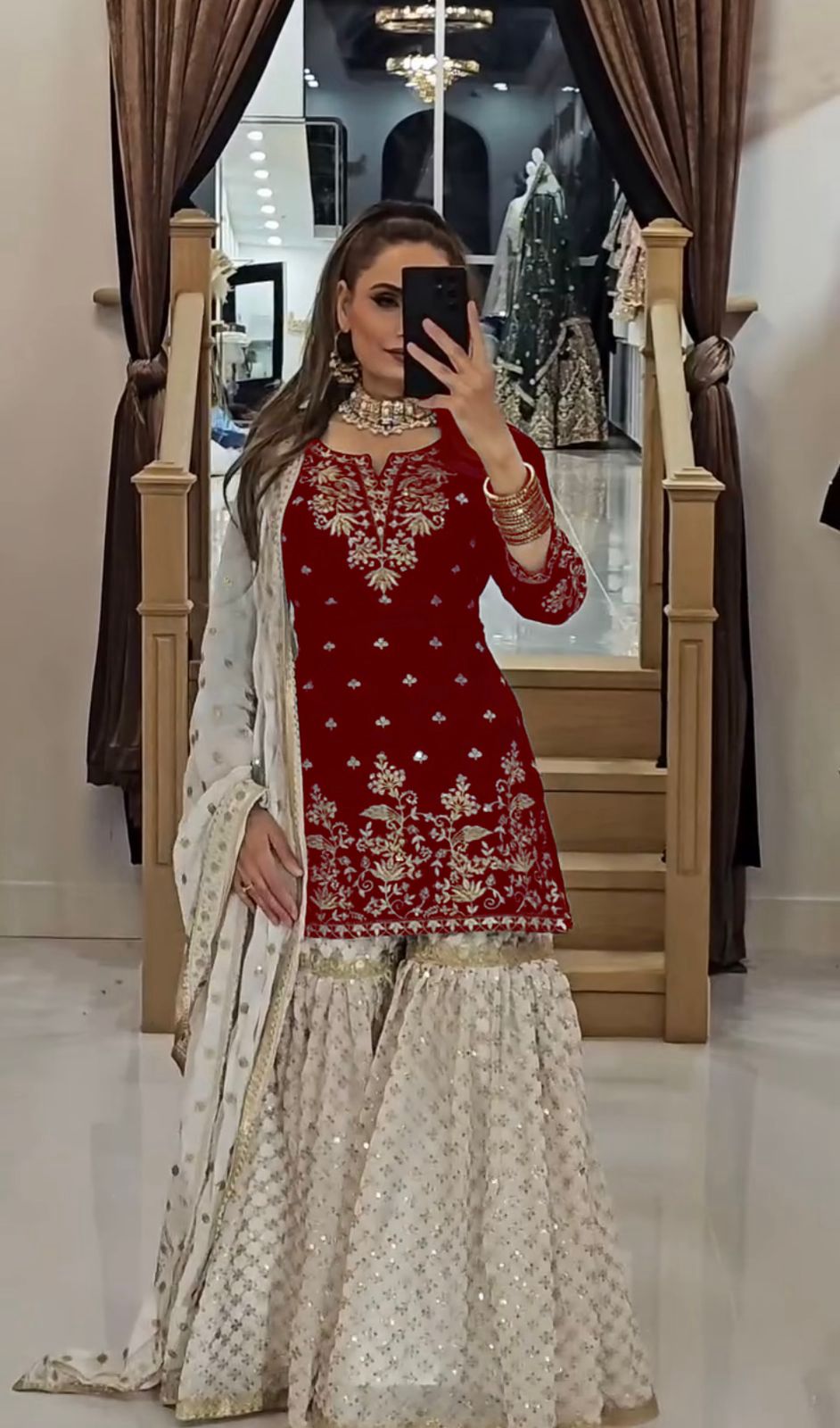 Designer Georgette Embroidered Kurti Set with Dupatta
