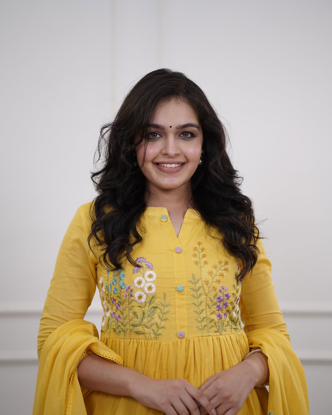Embroidered Cotton Kurti Set with Pant & Dupatta