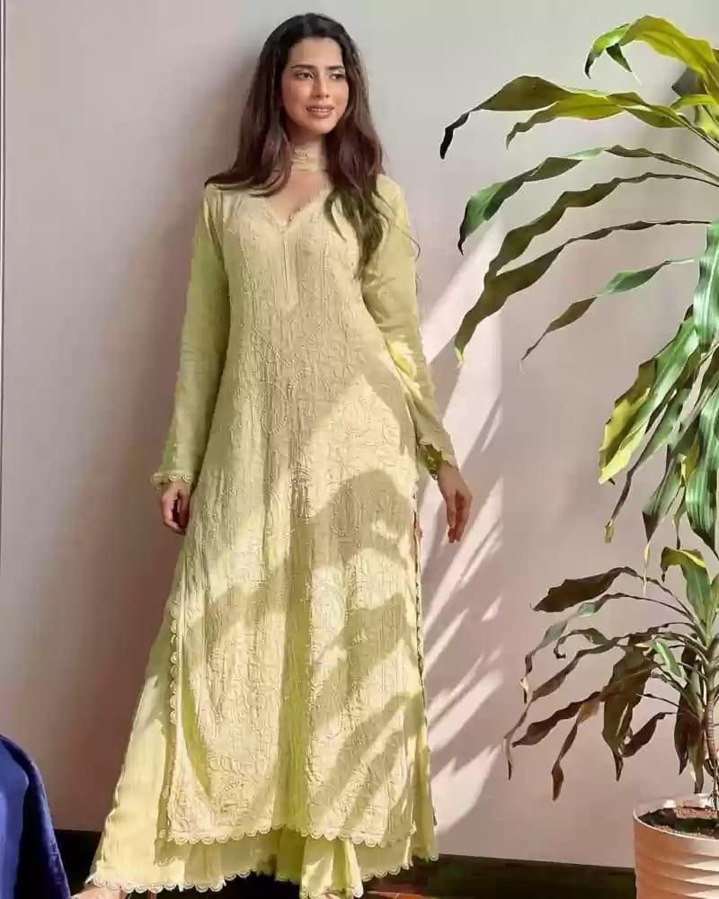 Chikankari Embroidered Fox Georgette Suit Set for Women