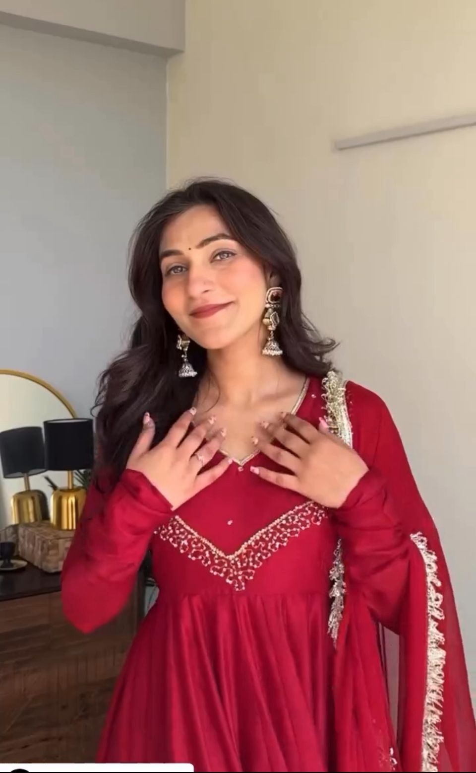 Designer Embroidered Gown Set with Dupatta & Pant – Party Wear