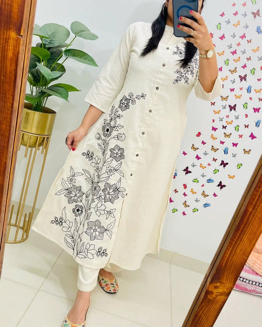 Embroidered Kurti with Pant