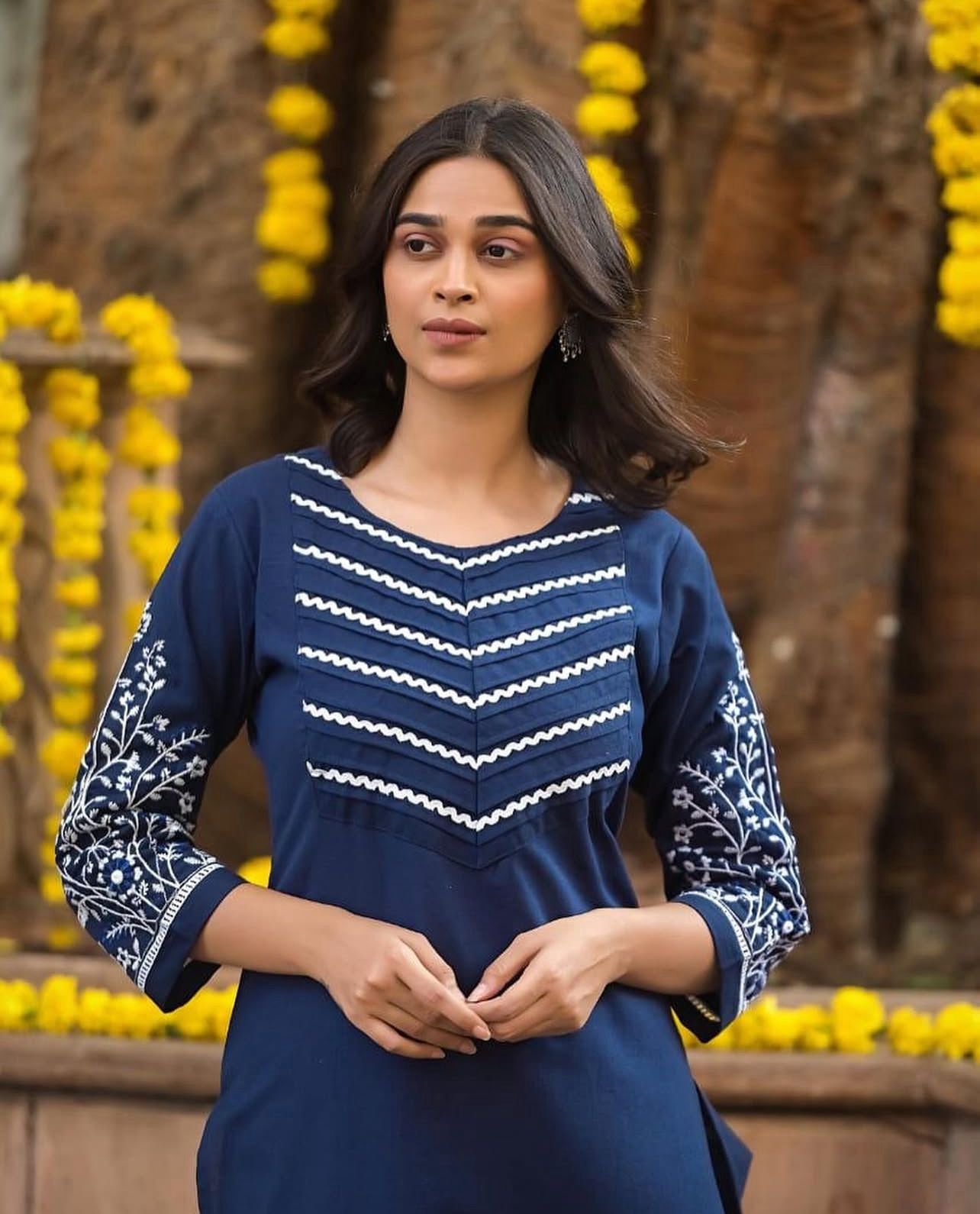 Embroidered Cotton Kurti Pant Set for Women