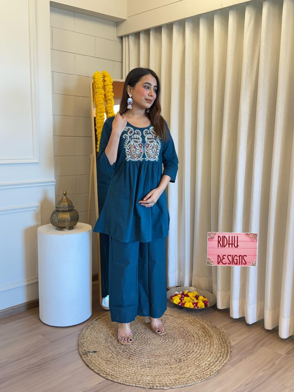 Elegant Embroidered Cotton Co-ord Set