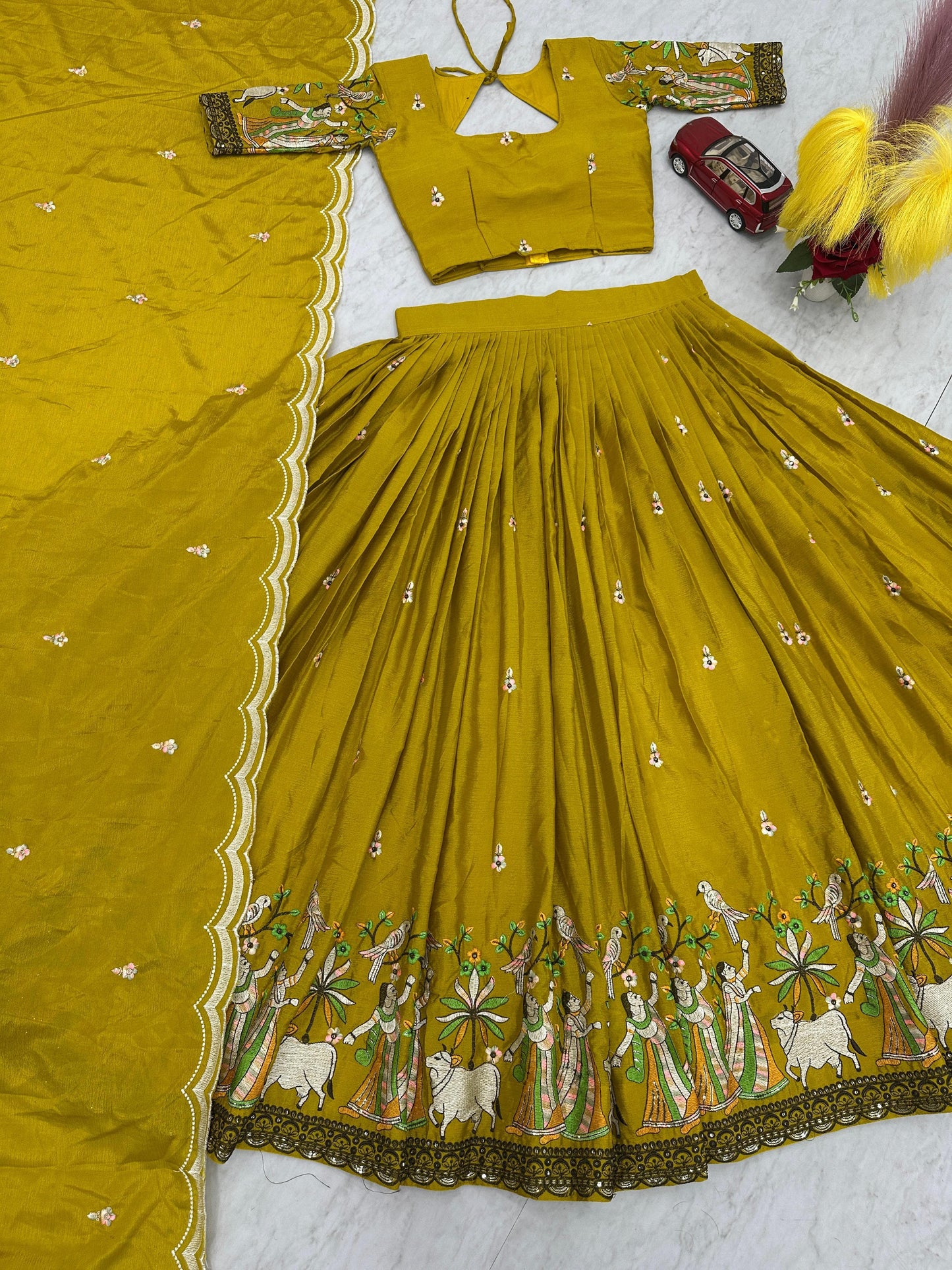 Designer Chinon Lehenga Choli Set with Embroidery & Sequin Work