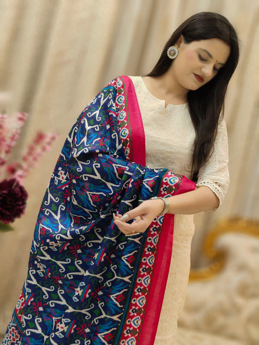 Elegant Off-White Chikankari Cotton Kurta Set with Art Silk Dupatta