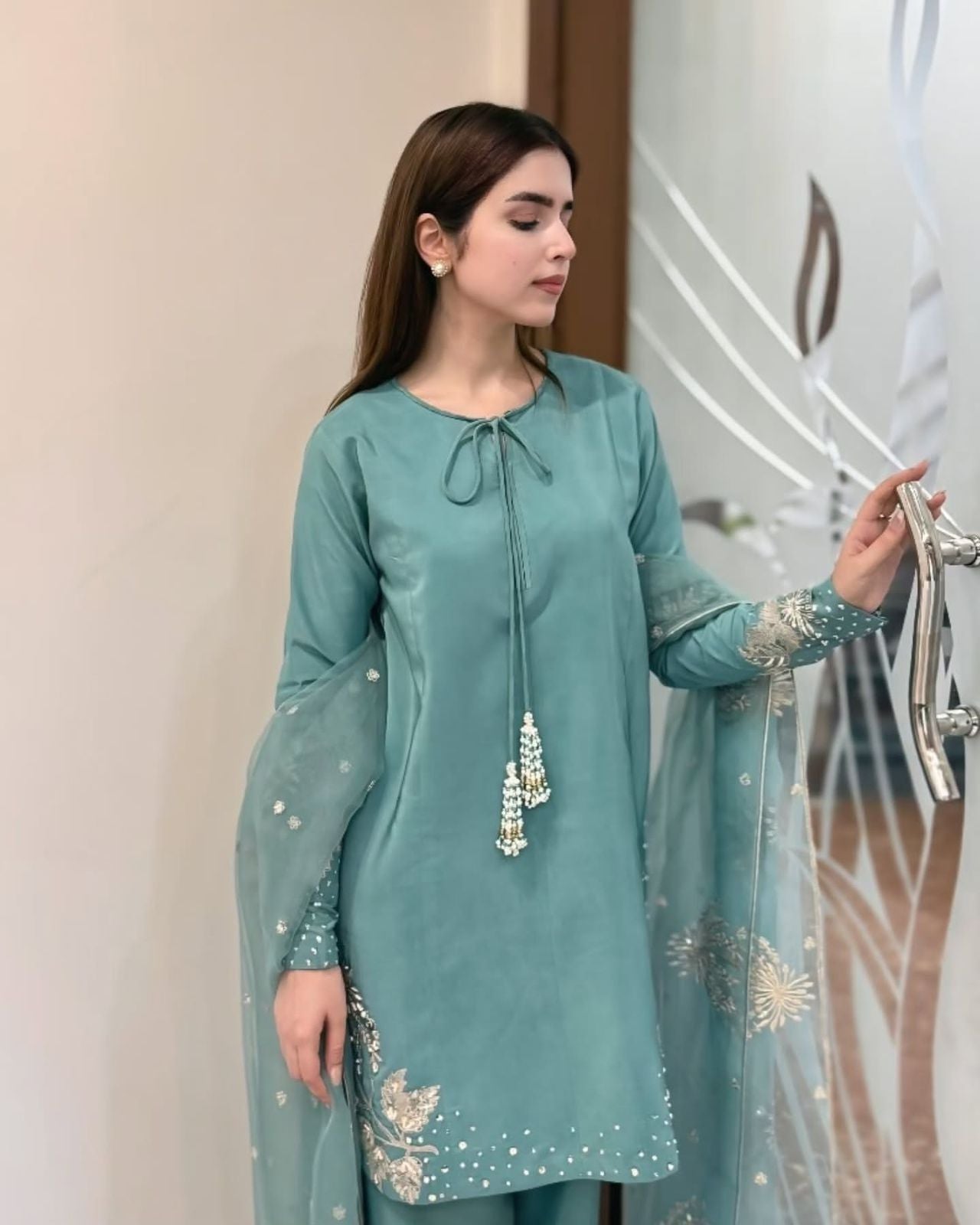 Designer Crepe Silk Suit Set for Women