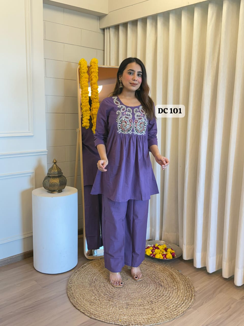 Elegant Embroidered Cotton Co-ord Set