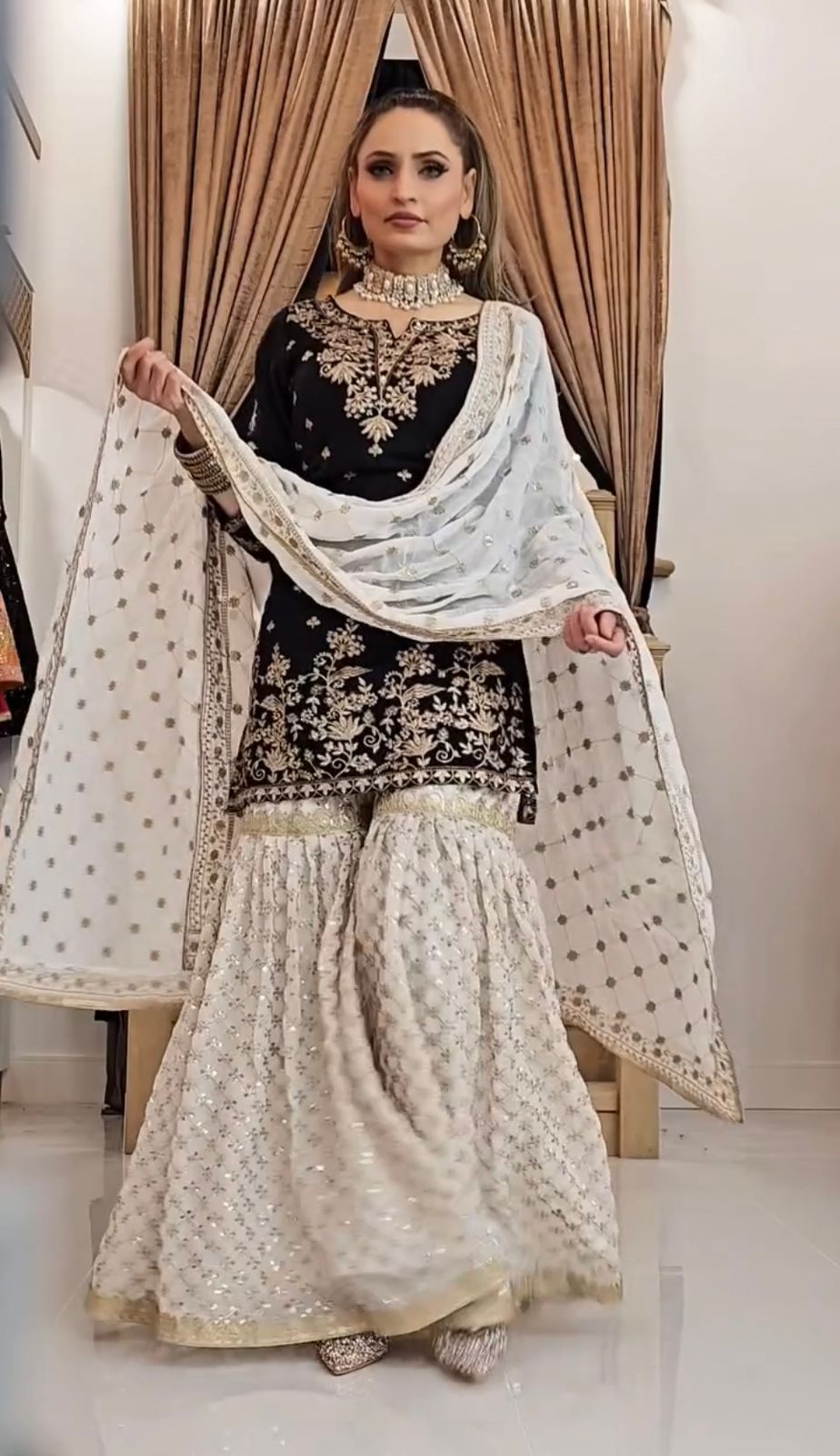 Designer Georgette Embroidered Kurti Set with Dupatta