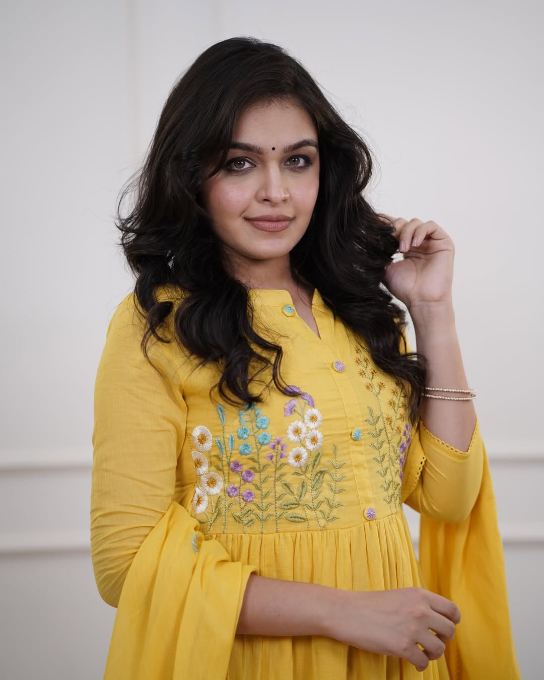 Embroidered Cotton Kurti Set with Pant & Dupatta