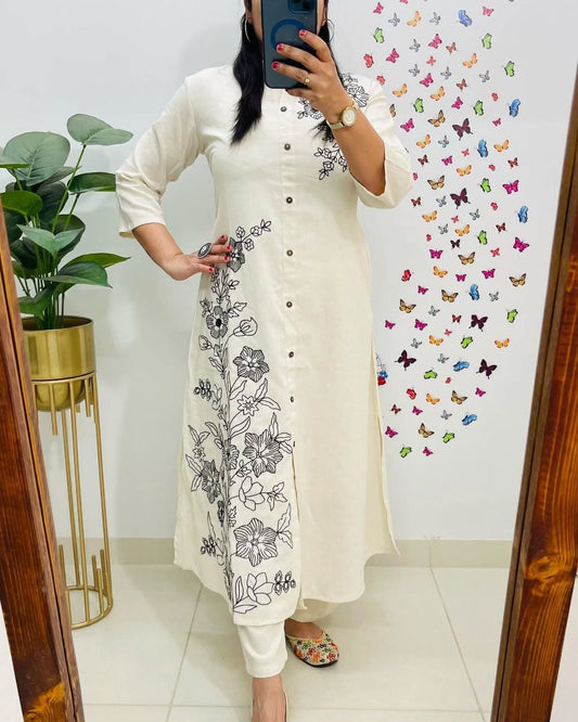 Embroidered Kurti with Pant