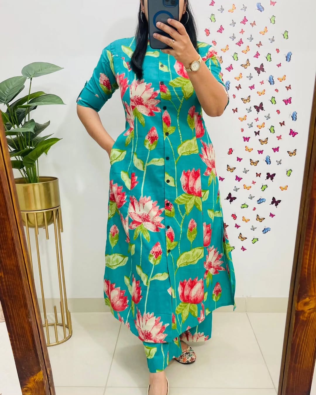 Premium Floral Cotton Kurti Palazzo Co-ord Set for Women
