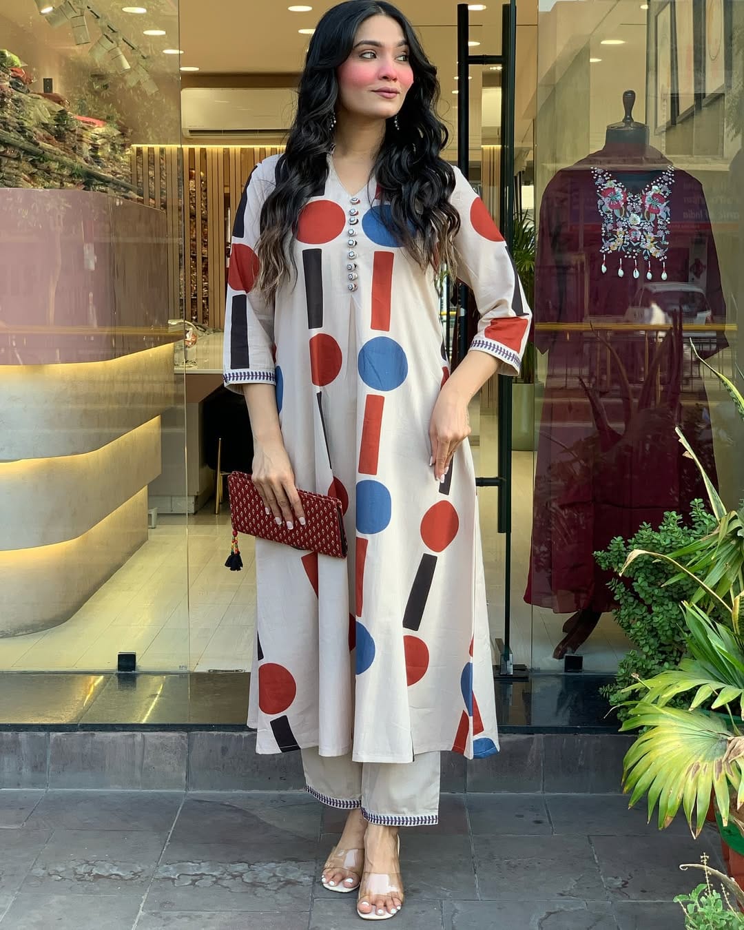 Elegant Cotton Co-Ord Set with Porcine Print