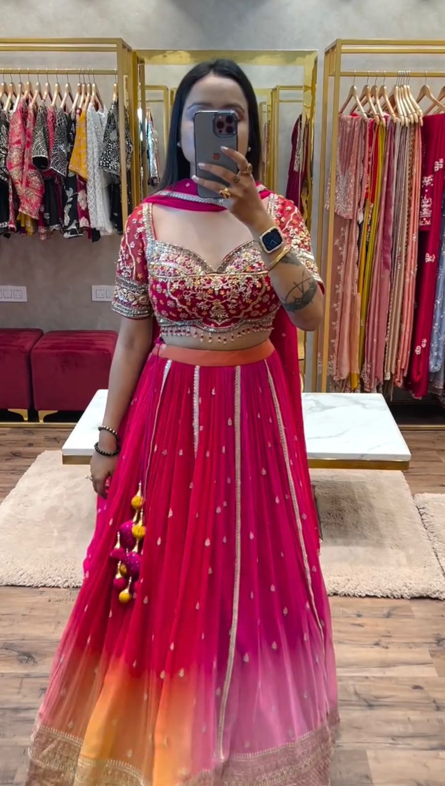 Heavy Sequin Embroidered Chinon Lehenga Choli Set – Magenta