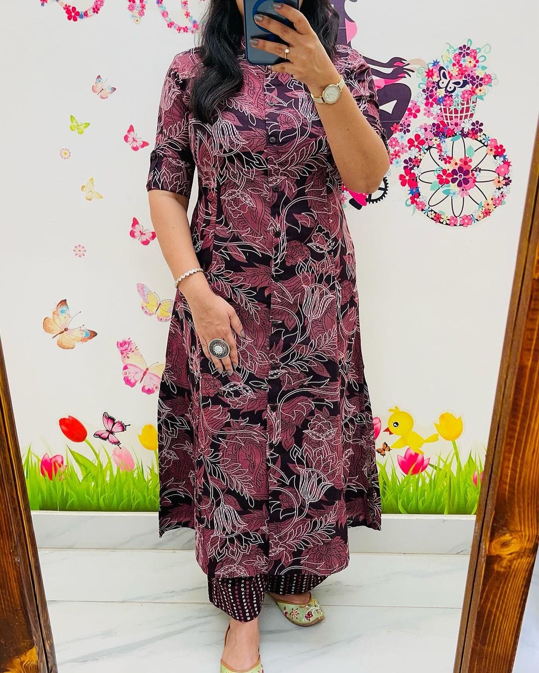 Premium Floral Fine Cotton Kurti Palazzo  co-ord Set