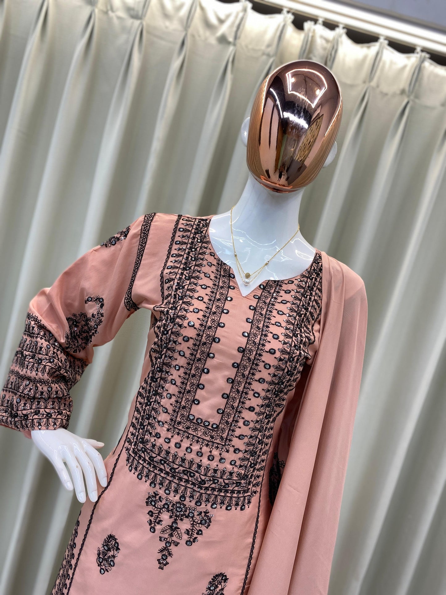 Designer French Crepe Farsi Salwar Suit – Party Wear